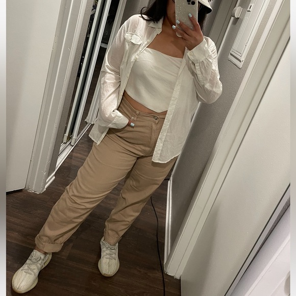 H&M Mom Loose Fit Twill Pants|Beige,size 12| - Picture 2 of 9